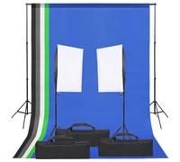 vidaXL Kit de estudio fotográfico para foto y video con set de luces y fondo plegable