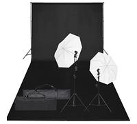 vidaXL Kit de Estudio Fotográfico con Set de Luces y Fondo Soporte Telón Pantalla Foto Video Sistema Lámparas Luz Iluminación Plegable