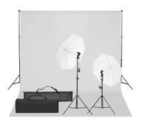 vidaXL Kit de Estudio Fotográfico con Set de Luces y Fondo Soporte Telón Pantalla Foto Video Sistema Lámparas Luz Iluminación Plegable