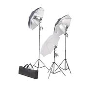 vidaXL Set de iluminación de estudio fotográfico – trípodes, sombrillas y paraguas