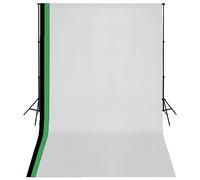 vidaXL Kit de estudio fotográfico 3 telones algodón 3x5 m con estructura
