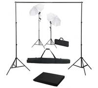 VidaXL Kit Estudio Fotográfico con Telón de Fondo + Lámparas + Paraguas