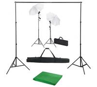 VidaXL Kit Estudio Fotográfico con Telón de Fondo, Lámparas y Paraguas