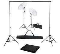 vidaXL Kit Estudio Fotográfico con Telón de Fondo Lámparas y Paraguas Soporte Juego de Focos Luces Reflector Trípode Fotografía Profesional Escenarios