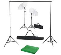 vidaXL Kit Estudio Fotográfico con Telón de Fondo Lámparas y Paraguas Soporte Juego de Focos Luces Reflector Profesional Trípode Fotografía Escenarios