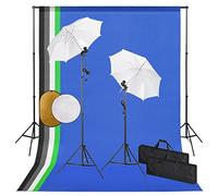 vidaXL Kit estudio fotográfico – Lámparas, sombrillas, fondo y reflector – Fácil de configurar