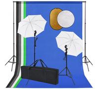 VidaXL Kit Estudio Fotográfico Lámparas, Sombrillas, Fondo y Reflector
