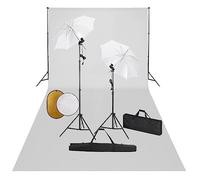 vidaXL Kit Estudio Fotográfico Lámparas Sombrillas Fondo y Reflector Soporte Fondo Sistema Lámparas Luz Iluminación Fácil de Configurar y Usar