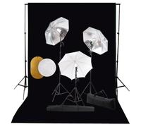 vidaXL Kit Estudio Fotográfico Lámparas Sombrillas Fondo y Reflector Soporte Fondo Sistema Lámparas Luz Iluminación Fácil de Configurar y Usar