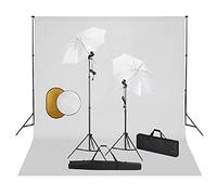 vidaXL - Kit de Estudio fotográfico con lámparas, telón de Fondo y Reflector, Kit de iluminación, fotografía, luz de Estudio, Sistema de telón de Fondo Interior