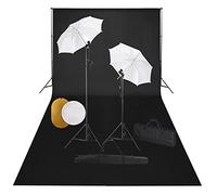 vidaXL Kit Estudio Fotográfico Lámparas Sombrillas Fondo y Reflector Soporte Fondo Sistema Lámparas Luz Iluminación Fácil de Configurar y Usar