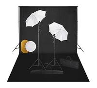 vidaXL Kit Estudio Fotográfico Lámparas Sombrillas Fondo y Reflector Soporte Fondo Sistema Lámparas Luz Iluminación Fácil de Configurar y Usar
