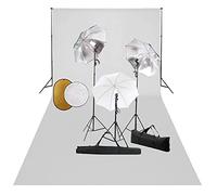 vidaXL Kit Estudio Fotográfico Lámparas Sombrillas Fondo y Reflector Soporte Fondo Sistema Lámparas Luz Iluminación Fácil de Configurar y Usar
