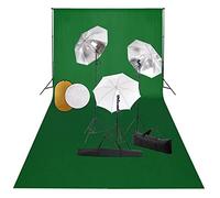 vidaXL Kit Estudio Fotográfico Lámparas Sombrillas Fondo y Reflector Soporte Fondo Sistema Lámparas Luz Iluminación Fácil de Configurar y Usar