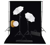vidaXL Kit Estudio Fotográfico Lámparas Sombrillas Fondo y Reflector Soporte Fondo Sistema Lámparas Luz Iluminación Fácil de Configurar y Usar