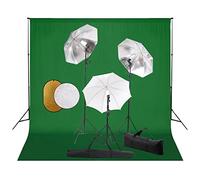 vidaXL Kit Estudio Fotográfico – Lámparas, sombrillas, fondo y reflector – Fácil de configurar y usar