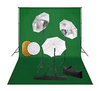 vidaXL Kit Estudio Fotográfico Lámparas Sombrillas Fondo y Reflector Soporte Fondo Sistema Lámparas Luz Iluminación Fácil de Configurar y Usar