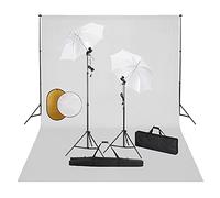 vidaXL Kit Estudio Fotográfico Lámparas Sombrillas Fondo y Reflector Soporte Fondo Sistema Lámparas Luz Iluminación Fácil de Configurar y Usar
