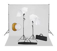 vidaXL - Kit de Estudio fotográfico con lámparas, telón de Fondo y Reflector, Kit de iluminación, fotografía, luz de Estudio, Sistema de telón de Fondo Interior