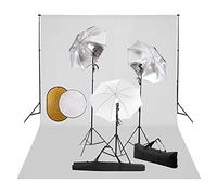 vidaXL Kit Estudio Fotográfico Lámparas Sombrillas Fondo y Reflector Soporte Fondo Sistema Lámparas Luz Iluminación Fácil de Configurar y Usar