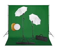 vidaXL Kit de Estudio Fotográfico con Lámparas + Sombrillas + Fondo Verde + Reflector