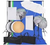 vidaXL Kit de iluminación para estudio fotográfico – Softbox, paraguas y fondo