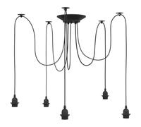 vidaXL Lámpara Colgante con 5 portalámparas E27 Metal Negro, lámpara Colgante araña, luz de Techo araña, luz Colgante araña 5, lámpara Colgante araña