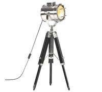 vidaXL Lámpara con Trípode de Suelo Luz de Pie de Pedestal Hollywood Focos Reflector Interior de Estilo Retro Negro 69 cm Madera Maciza Mango