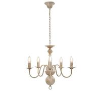 vidaXL Lámpara de Araña 5xE14 Bombillas Hogar Casa Decoración Iluminación Luz Mobiliario Habitación Diseño Estilo Blanco Antiguo