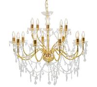 vidaXL Lámpara de Araña con 2 Capas Iluminación Hogar Interiores Diseño Extravagante Atrevido Moderno Óptima Iluminación Dorada 15 Bombillas E14