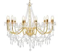 vidaXL Lámpara de Araña con Cuentas Iluminación Hogar Interiores Diseño Extravagante Atrevido Moderno Óptima Iluminación Dorada 12 Bombillas E14