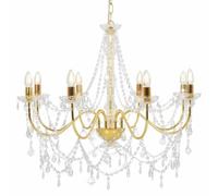 vidaXL Lámpara de Araña con Cuentas Iluminación Interiores Diseño Extravagante Atrevido Moderno Óptima Iluminación Dorada Redonda 8 Bombillas E14