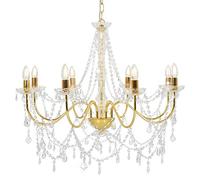 vidaXL Lámpara de Araña con Cuentas Iluminación Interiores Diseño Extravagante Atrevido Moderno Óptima Iluminación Dorada Redonda 8 Bombillas E14