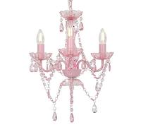 vidaXL Lámpara de Araña Redonda con Cuentas 3xE14 Bombillas Hogar Casa Decoración Iluminación Luz Mobiliario Habitación Diseño Estilo Rosa
