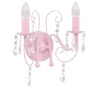 vidaXL Lámpara de Pared con Cuentas 2 Bombillas E14 Hogar Casa Decoración Iluminación Luz Mobiliario Habitación Diseño Estilo Rosa