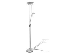 vidaXL Lampara de Pie LED Regulable Luz Hacia el Techo y Luz de Lectura Acero