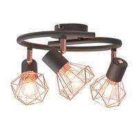 vidaXL Lámpara de Techo 3 Focos Estilo Industrial Negro y Cobre Luz Interior