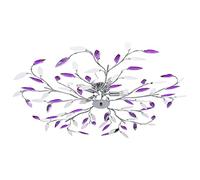 vidaXL Lámpara de techo brazos cristal forma hoja 5 bombillas morado