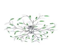 vidaXL Lámpara de Techo Brazos Forma Hoja 5 Bombillas Verde Colgante Iluminación Accesorios Dormitorio Cocina Pasillo Comedor Salón Interiores Cristal