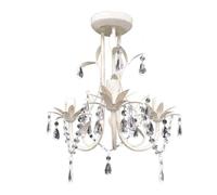 vidaXL Lámpara de Techo Colgante Araña de Cristal Elegante Blanco Iluminación