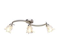 vidaXL Lámpara de Techo con Pantallas Tulipán 3 Bombillas E14 Colgante Iluminación Accesorios Dormitorio Cocina Pasillo Comedor Salón Interiores Vidrio