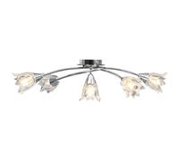 vidaXL Lámpara de Techo con Pantallas Tulipán 5 Bombillas E14 Colgante Iluminación Accesorios Dormitorio Cocina Pasillo Comedor Salón Interiores Vidrio