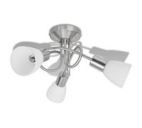 vidaXL Lámpara de Techo Moderna E14 con 3 Tulipas Metal Cristal Gris y Blanca
