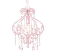 vidaXL Lámpara de Techo Redonda con Cuentas E14 Hogar Casa Decoración Iluminación Luz Mobiliario Habitación Diseño Estilo Rosa