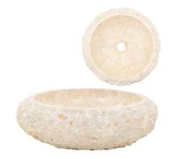 vidaXL Lavabo Sanitario Cuarto de Baño Servicio Fregadero Piezas de Fontanería Bricolaje Instalación Decoración Aseos Grifería 40x12 cm Mármol Crema Piedra Natural