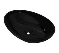 vidaXL Lavabo ovalado de cerámica negro 40x33 cm