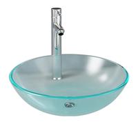 vidaXL Lavabo con Grifo y Tapón Pulsador Cuarto de Baño Aseo Inodoro Tocador Lavamanos Decoración Adorno Duradero Cristal Templado Esmerilado