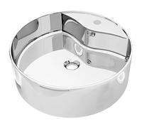 vidaXL Lavabo Cerámica con Rebosadero Baño Servicio Fregadero Pieza Fontanería Bricolaje Instalación Decoración Aseo Grifería 46,5x15,5 cm Plateado