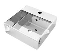 vidaXL Lavabo Cerámica con Rebosadero Baño Servicio Fregadero Pieza Fontanería Bricolaje Instalación Decoración Aseo Grifería 41x41x15 cm Plateado