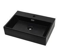 Lavabo Con Orificio Para Grifo Cerámica Negro 60,5x42,5x14,5 Cm